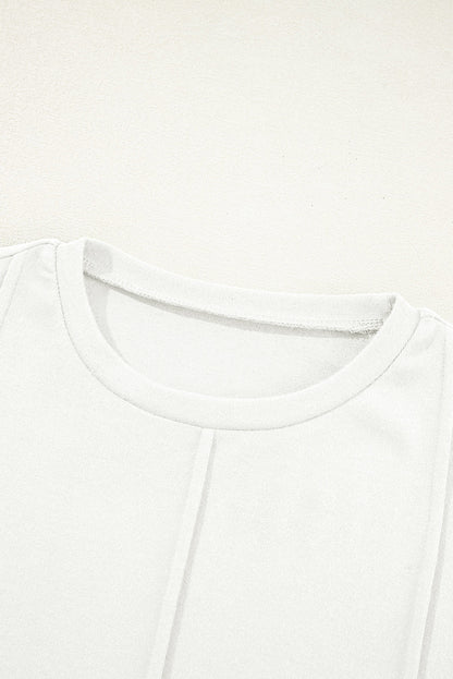 Solid Reverse Seam Crew Neck Long Sleeve Top
