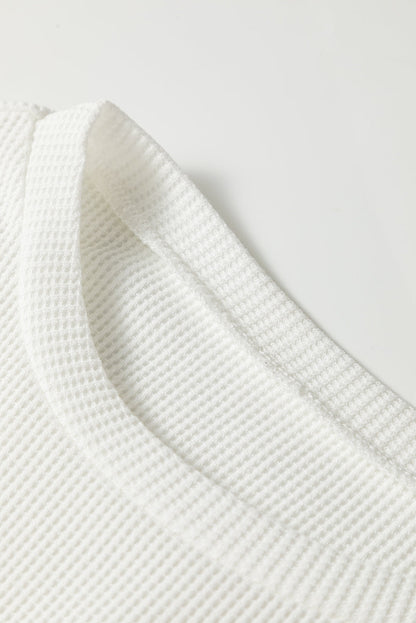 Solid Waffle Knit Long Sleeve Top