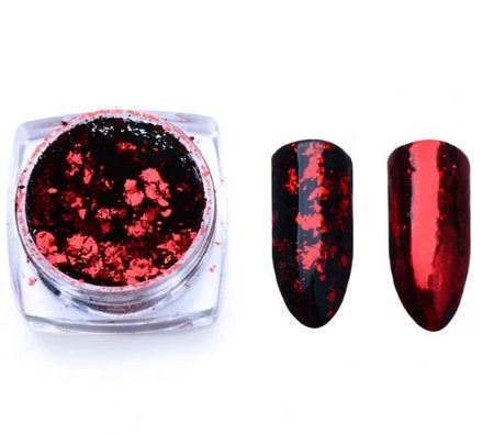 Aluminio Nail Flakes Glitters Oro Plata Rojo