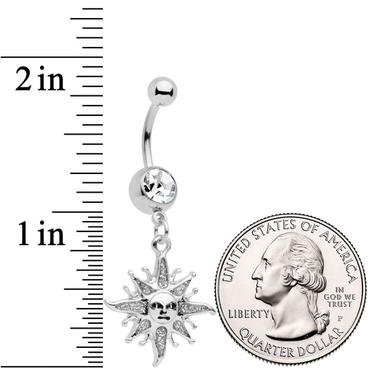 Clear Gem Celestial Sun Dangle Belly Ring