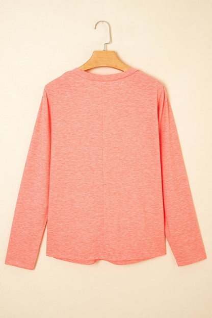 Floral Patchwork V-Neck Long Sleeve Top