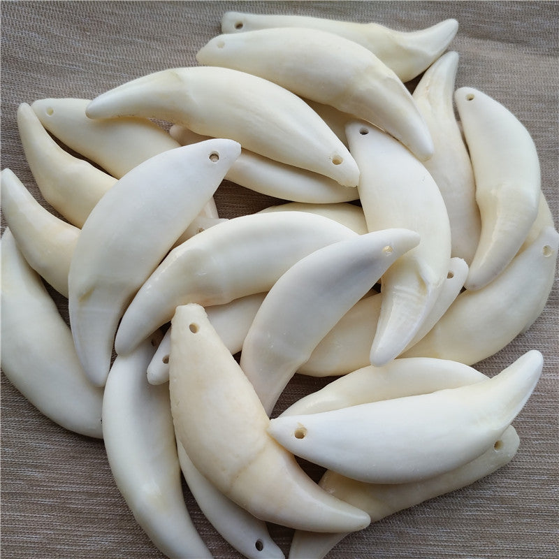 Wolf Tooth Pendant Bleached Necklace Ornament