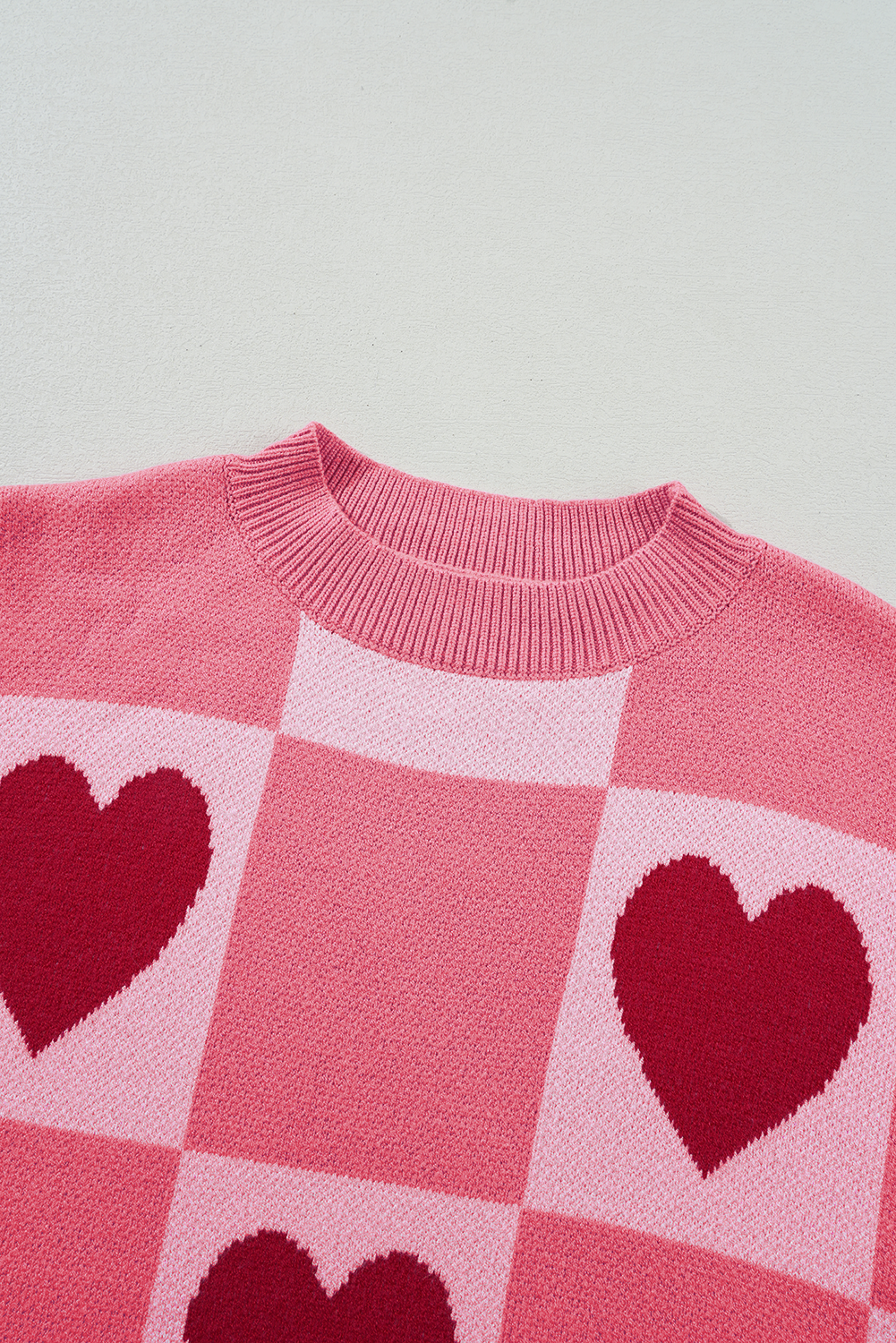 Plus Size Valentine Heart Checker Mock Neck Sweater