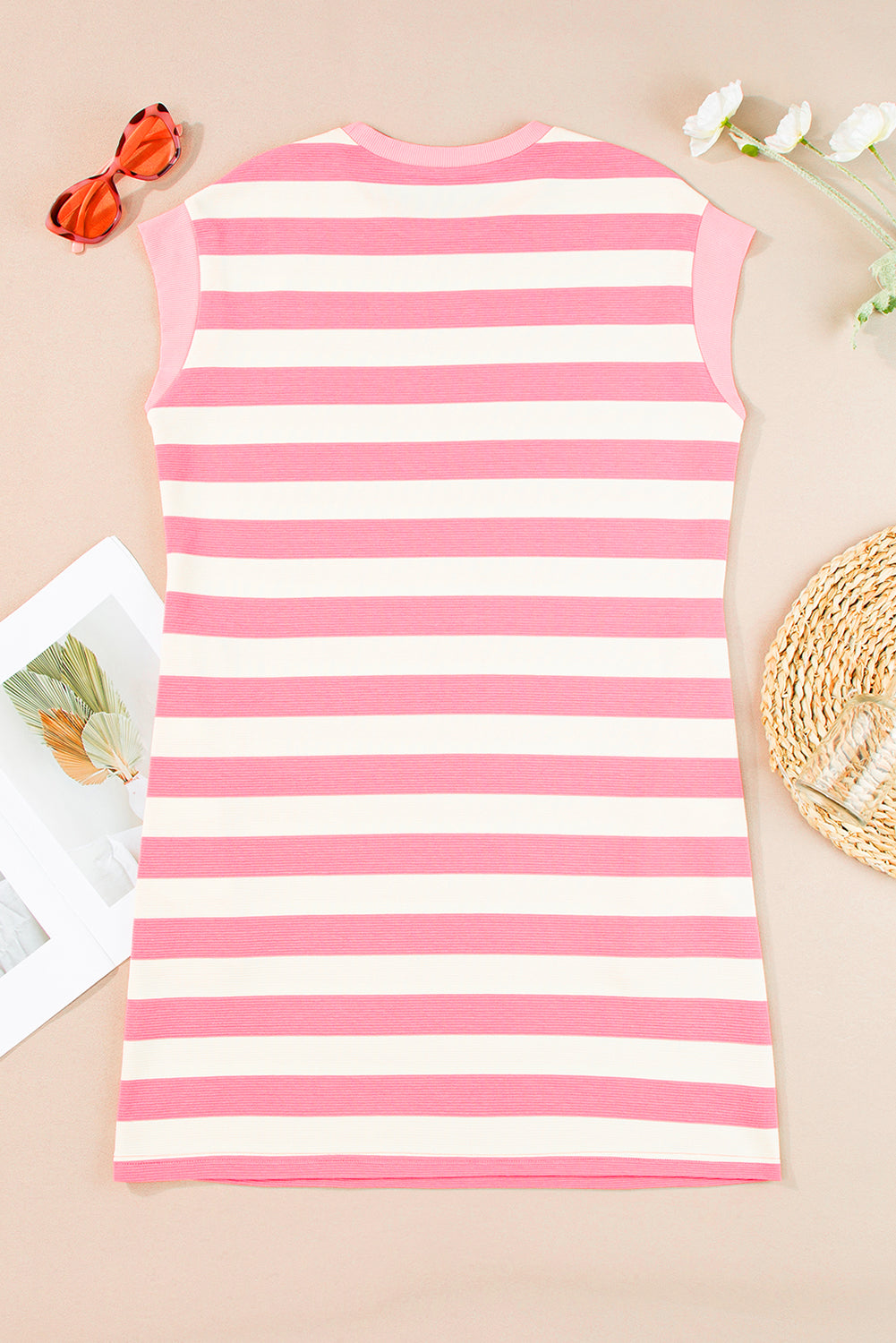 Cap Sleeve Stripe Shift T-Shirt Dress
