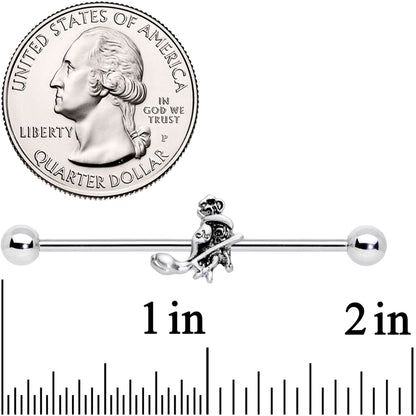 14G Sacred Hamsa Hand with Flower Industrial Barbell 38mm