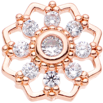18G 5/16 Clear Gem Rose Gold Tone Snowflake Cartilage Tragus