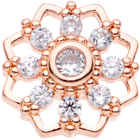 18G 5/16 Clear Gem Rose Gold Tone Snowflake Cartilage Tragus