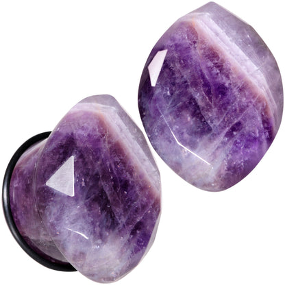 Purple Amethyst Faceted Single Flare Plug Set 6mm to 25mm Sizes