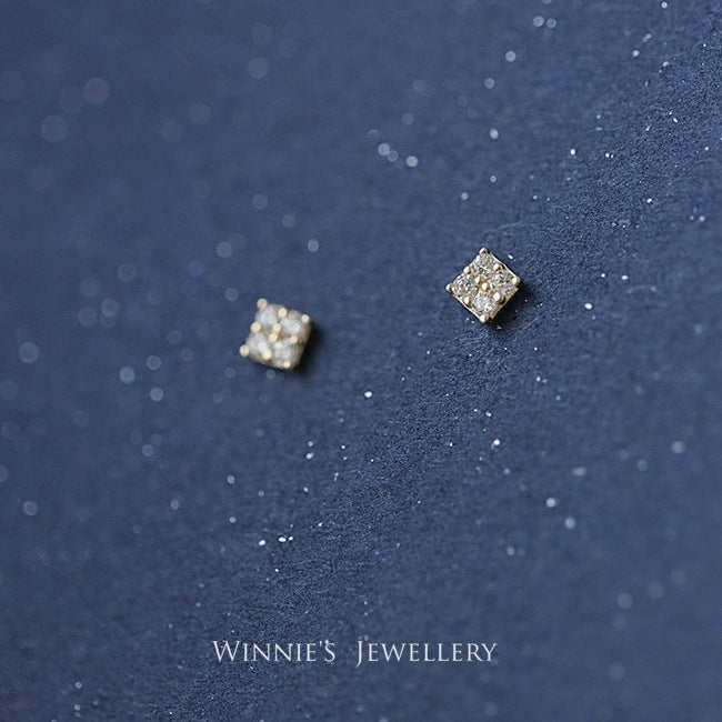 Gold-Plated Sterling Silver Carbink Square Stud Earrings