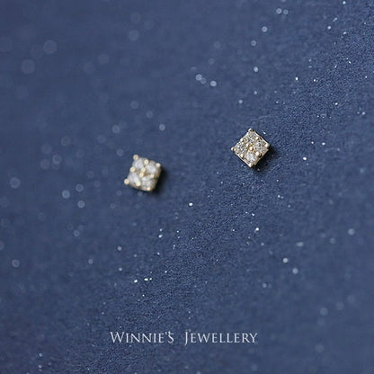 Gold-Plated Sterling Silver Carbink Square Stud Earrings