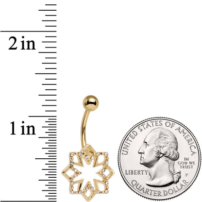 Clear Gem Gold Tone Simply Snowflake Belly Ring
