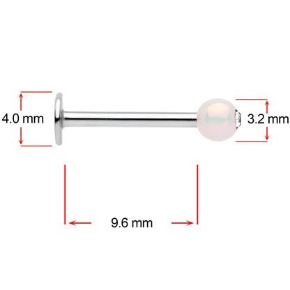 16G 3/8 Clear Gem White Pearlescent Labret Monroe Tragus