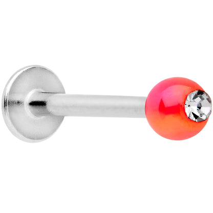 16G 3/8 Clear Gem Pink Pearlescent Labret Monroe Tragus