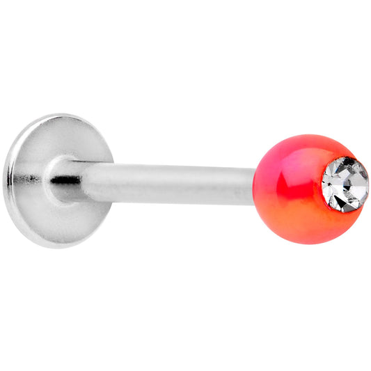 16G 3/8 Clear Gem Pink Pearlescent Labret Monroe Tragus