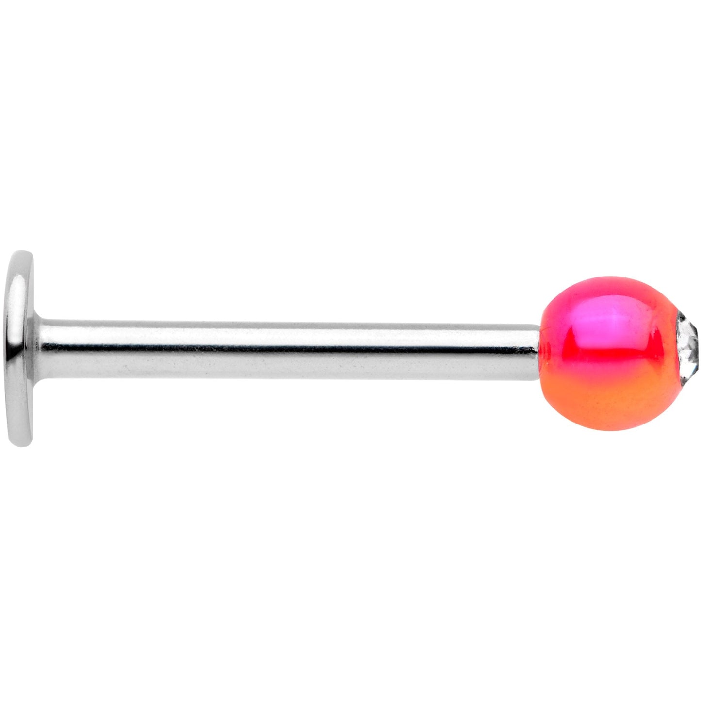 16G 3/8 Clear Gem Pink Pearlescent Labret Monroe Tragus