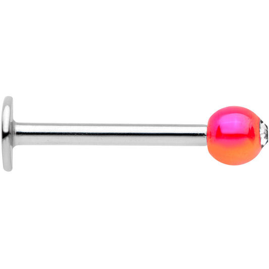 16G 3/8 Clear Gem Pink Pearlescent Labret Monroe Tragus