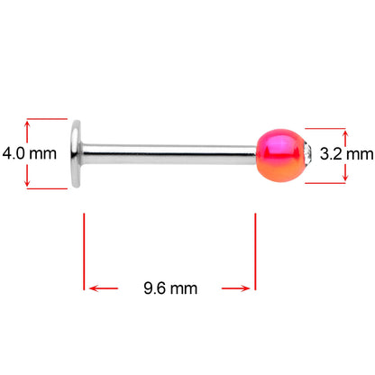 16G 3/8 Clear Gem Pink Pearlescent Labret Monroe Tragus