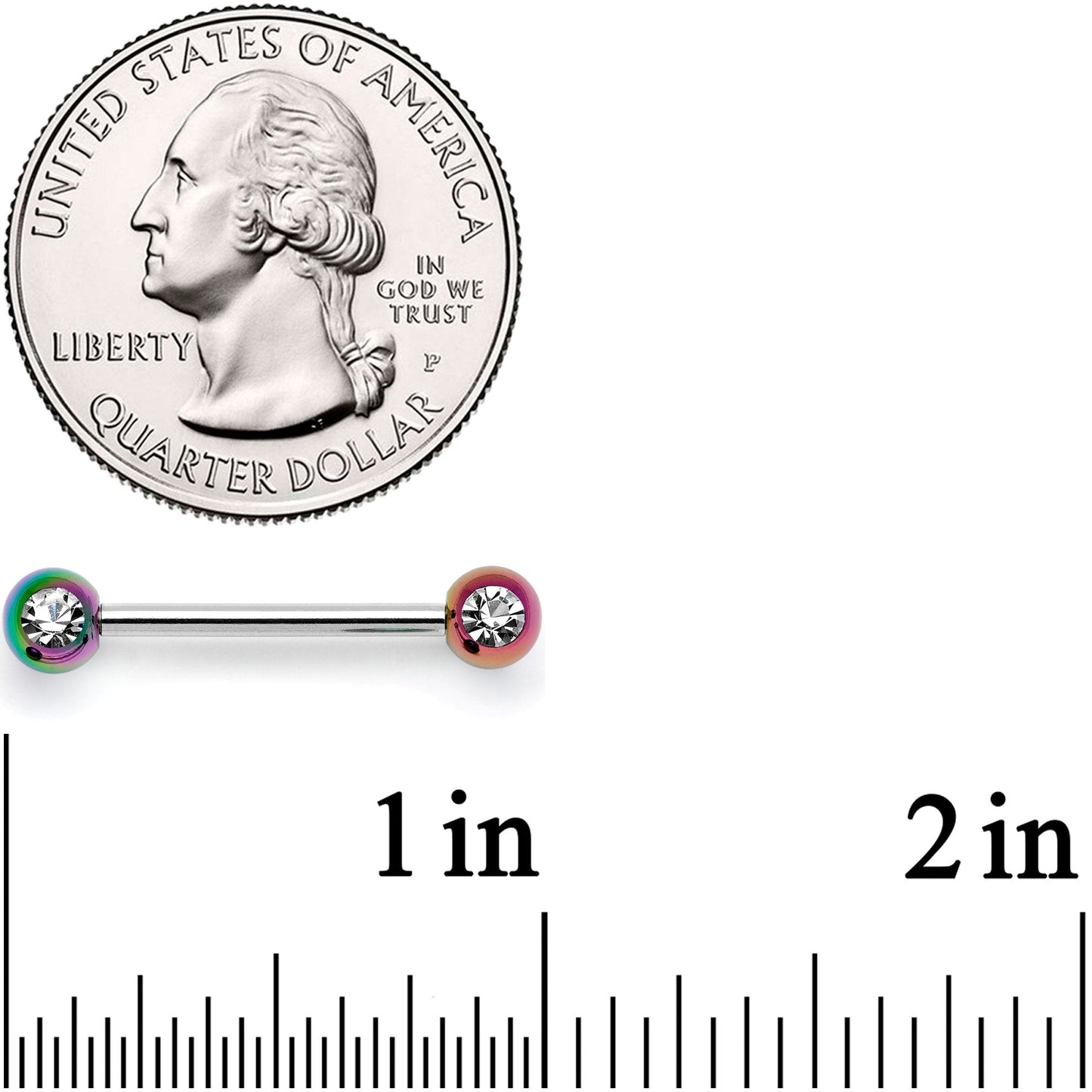 9/16 Clear Gem Rainbow Pearlescent Acrylic Barbell Nipple Ring Set