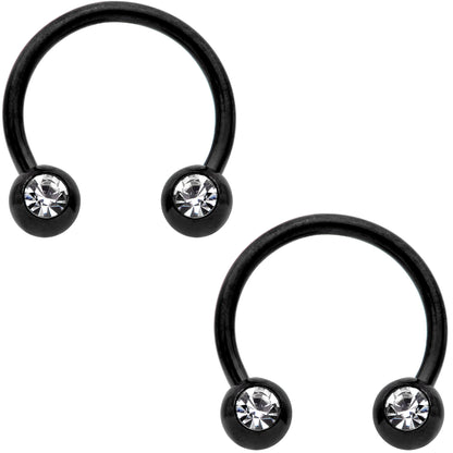 16G 3/8 Clear Gem Variety Horseshoe Nipple Ring Set of 6