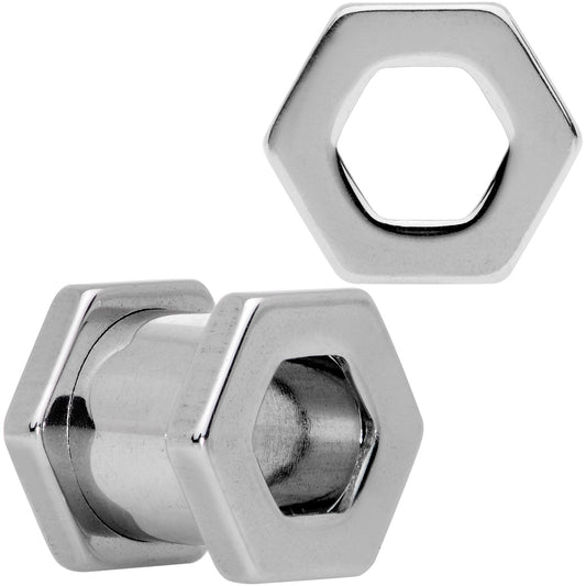 0G Geometric Hexagon Screw Fit Tunnel Plug Set