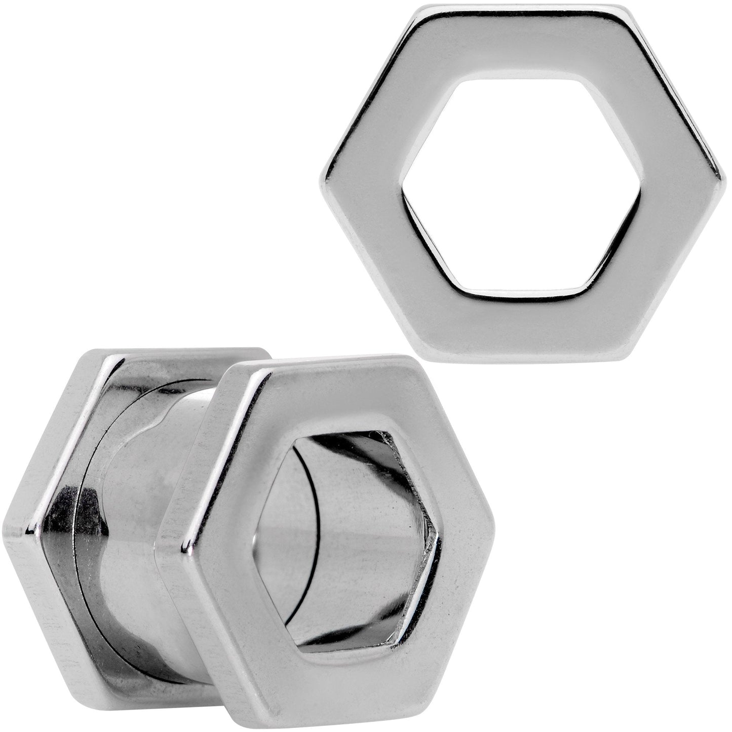00G Geometric Hexagon Screw Fit Tunnel Plug Set