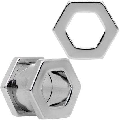 00G Geometric Hexagon Screw Fit Tunnel Plug Set