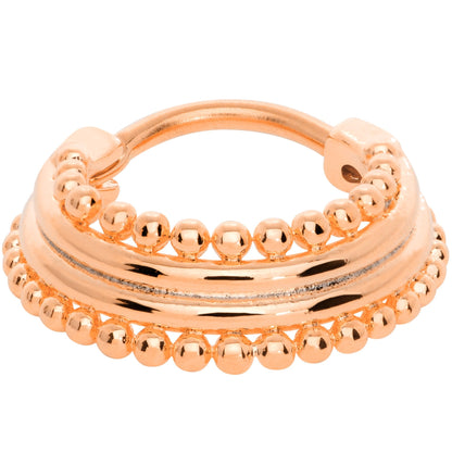16G 3/8 Rose Gold Tone Delicate Dots Hinged Septum Ring