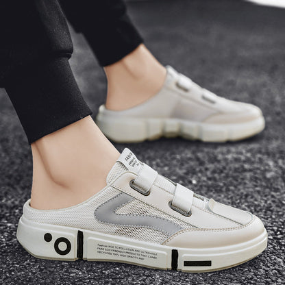 Mesh Half Slippers Men's Breathable Closed Toe Shoes