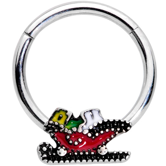 16G 3/8 Santa's Sleigh Ride Hinged Segment Ring