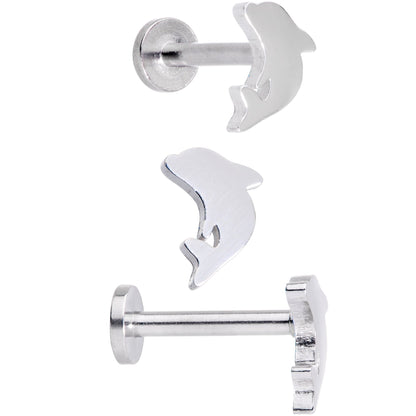 16G 5/16 Leaping Dolphins Labret Monroe Tragus Set of 4
