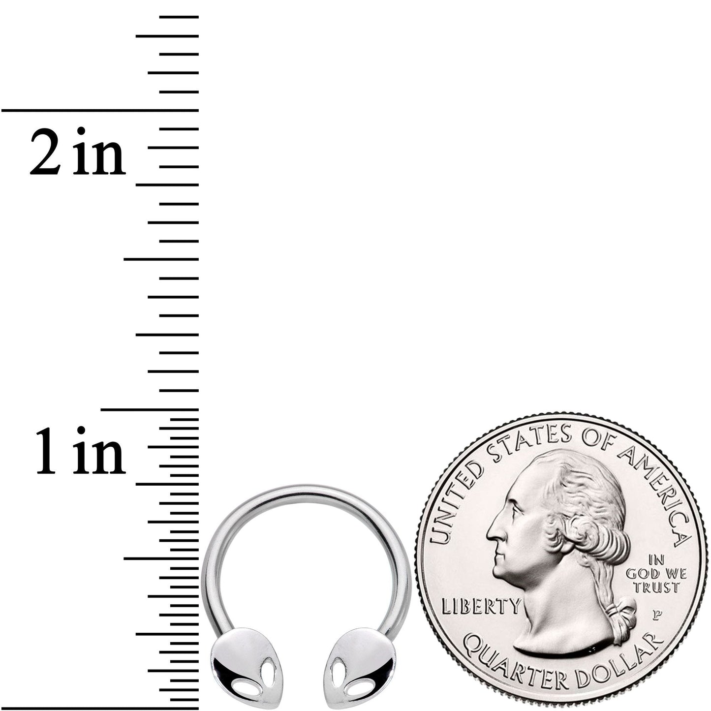 14G 13mm Outer Space Aliens Horseshoe Nipple Ring Set