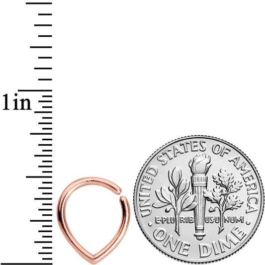 16G 3/8 Rose Gold Tone Teardrop Closure Ring