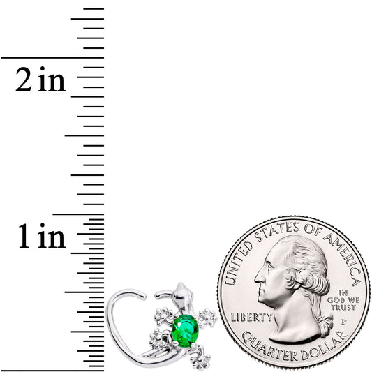16G 3/8 Green Gem Love Lizard Left Heart Closure Ring