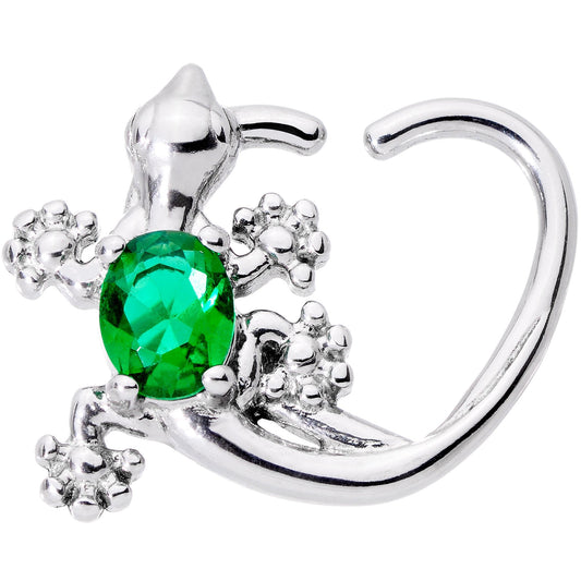 16G 3/8 Green Gem Love Lizard Right Heart Closure Ring