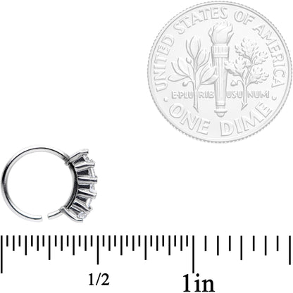 18G 5/16 Clear CZ Gem Crowning Glory Seamless Circular Ring