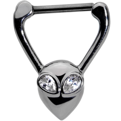 16G 5/16 Clear Gem Black Alien Invader Cartilage Clicker