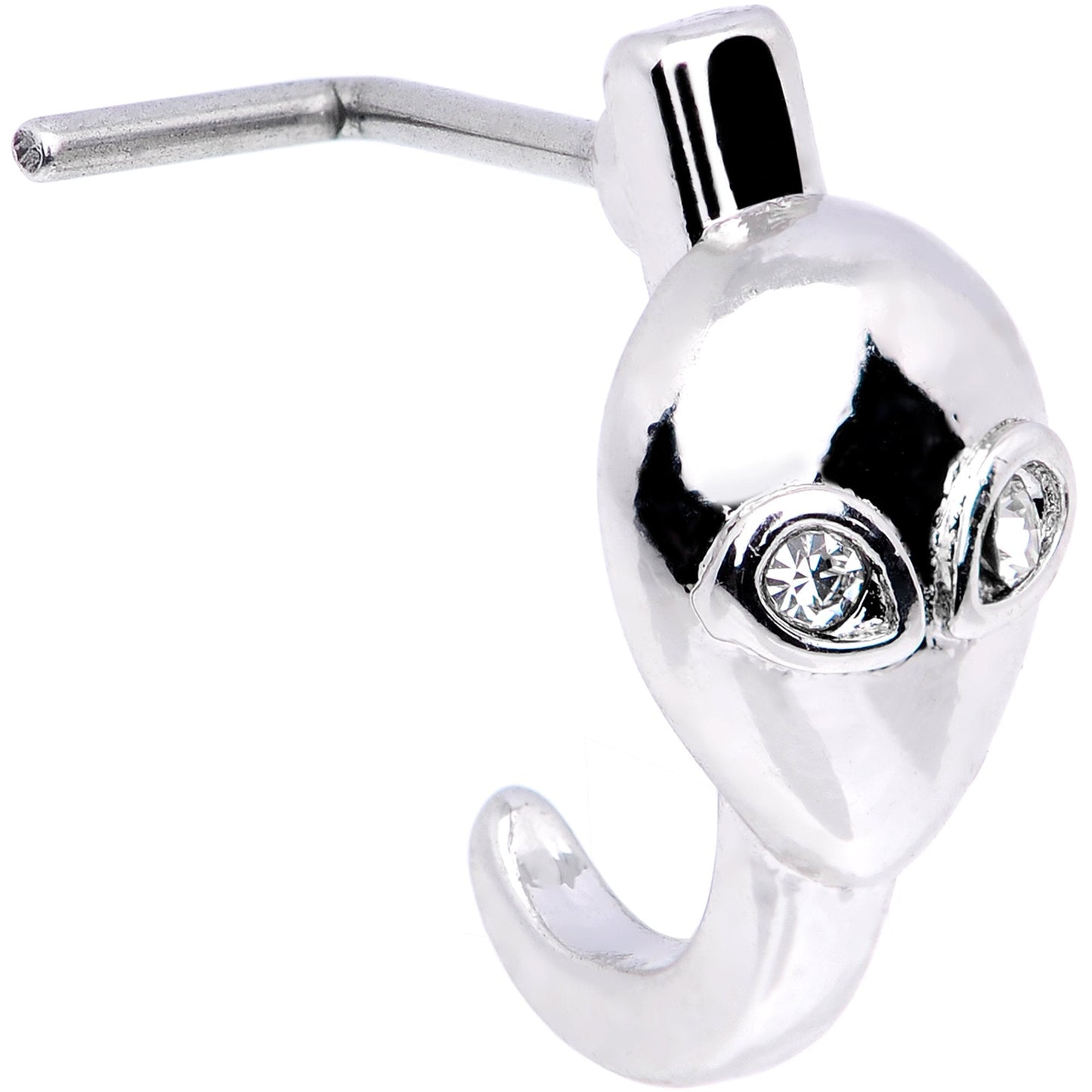 20G Clear Gem Alien Invader Faux Hoop L Shaped Nose Ring