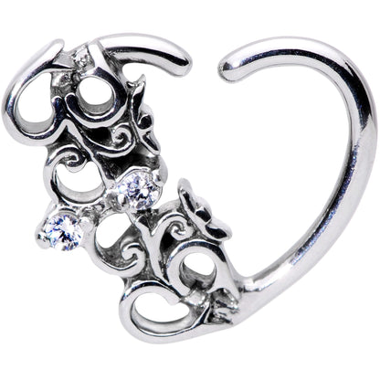 16G 3/8 Clear CZ Gem Abstract Hearts Right Heart Closure Ring