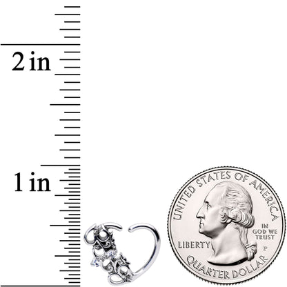 16G 3/8 Clear CZ Gem Abstract Hearts Right Heart Closure Ring