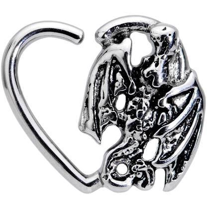16G 3/8 Crouching Dragon Heart Shaped Left Ear Closure Ring