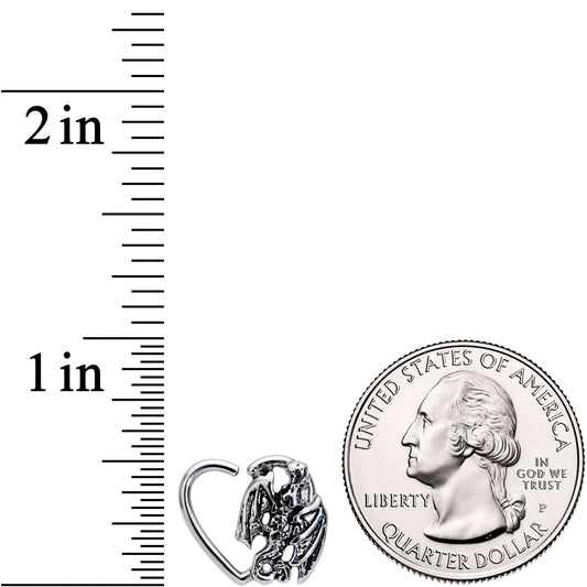 16G 3/8 Crouching Dragon Heart Shaped Left Ear Closure Ring