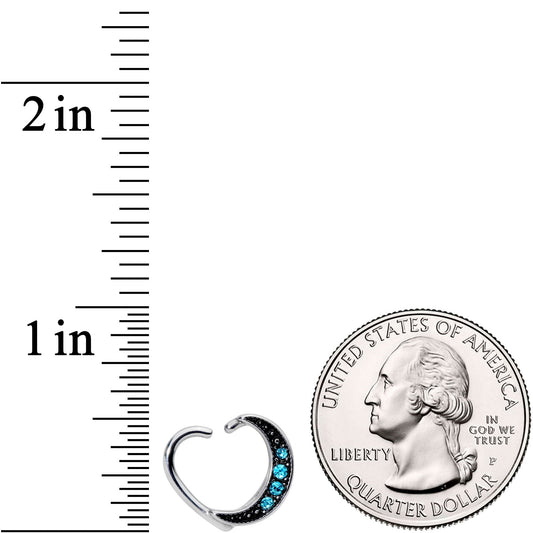 16G 3/8 Blue Gem Open Left Heart Closure Ring