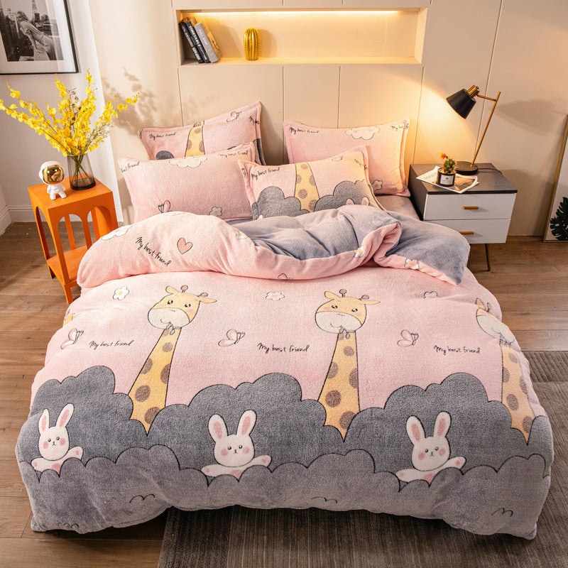 Four-piece Velvet Bedding Set Warm Milk Velvet