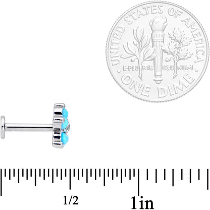 16G 5/16 CZ Gem Faux Turquoise Flower Internally Threaded Labret