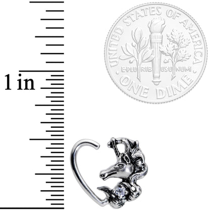 16G 3/8 Clear CZ Unicorn Left Heart Closure Ring