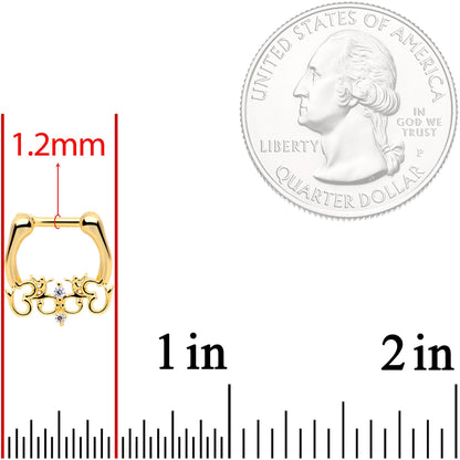 16G 1/4 Clear CZ Gem Gold Tone Abstract Hearts Cartilage Clicker