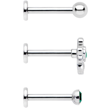 16G 5/16 Green Gem St Patricks Day Shamrock Labret Set of 3
