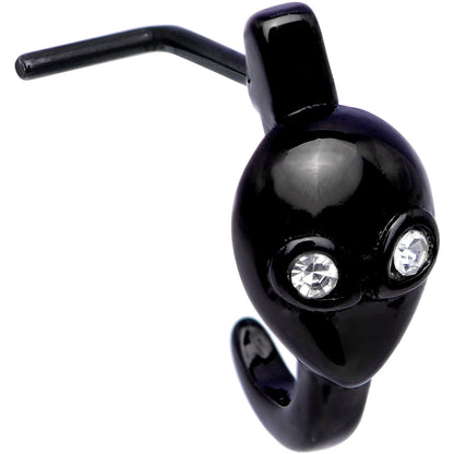 20G Clear Gem Black Alien Invader Faux Hoop L Shaped Nose Ring