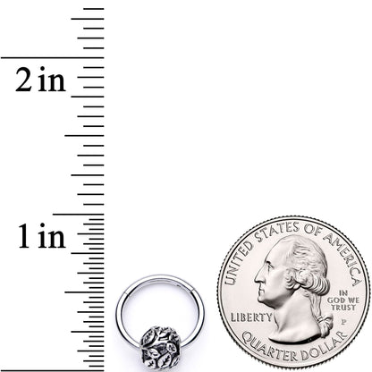 16G 3/8 Leaf Pattern Bead Hinged Segment Ring