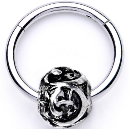 16G 3/8 Abstract Pattern Bead Hinged Segment Ring